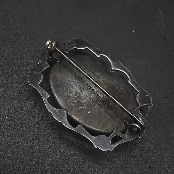 Sterling Silver Butterfly Wing Beach Scene Brooch Vintage Morpho Jewelry - Picture 5 of 5